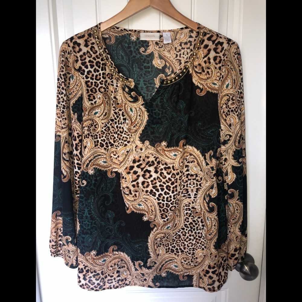 Chico’s elegant semi-sheer top - size 1 (Medium/8)